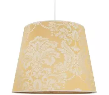 Licht-Erlebnisse Lampenschirm Stoff konisch Barock für Pendelleuchten E27 Gold (DO1/9/0018)