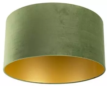 QAZQA Lampenschirm Zylinder Samt gr&uuml;n 50/50/25 goldene Innenseite (97516)