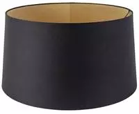 Qazqa Modern Lampenschirm - Rond Schuin Katoen - Schwarz Gold, Rund,...