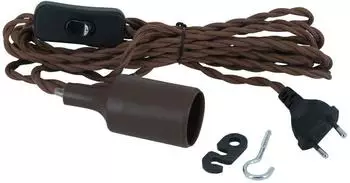 Venso Parus HELIX E27-Lampenfassung mit 4m Textilkabel, braun