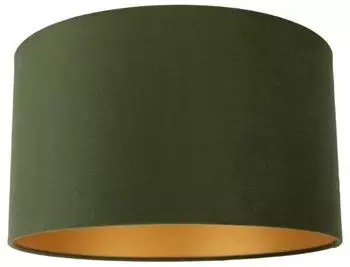 QAZQA Lampenschirm Samt, gr&uuml;n, goldene Innenseite, 35/35/20cm (97515)