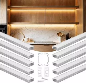 VEVOR LED-Aluminiumprofil U-Form 1m, milchige Abdeckung, 10er-Pack