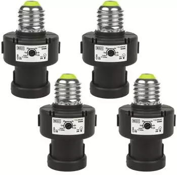 Maclean Lampenfassung E27 mit D&auml;mmerungssensor und Timer, 4er-Pack (MCE21B)