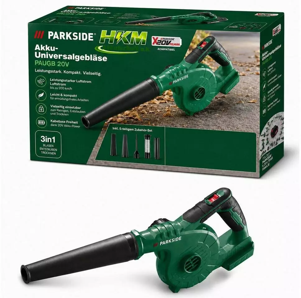 Parkside PAUGB B2 + 1 × 2 Ah + Ladegerät Akku-Laubbläser ab 74,99€