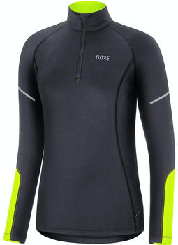 Gore M Womens Mid Zip Shirt Long Sleeve (100534) black/neon yellow