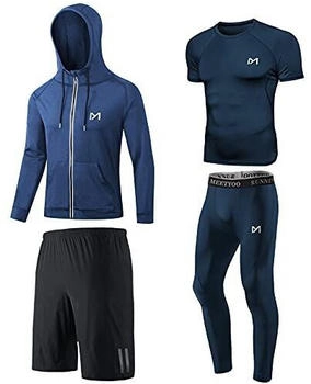 MEETYOO Kompressionsshirt Set blau kurzarm