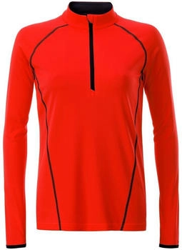 James & Nicholson JN 497 Damen Langarm Funktions-Shirt bright orange schwarz