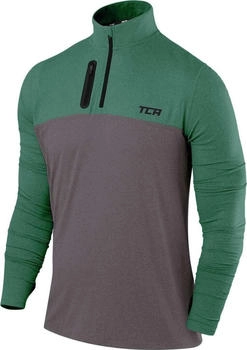 TCA Fusion Pro Quickdry Langarm Lauf Shirt Halbem Reißverschluss grün