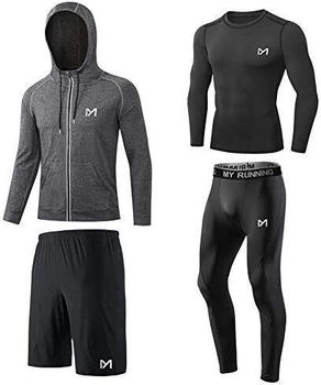 MEETYOO Kompressionsshirt Set schwarz langarm M
