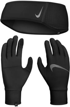 Nike Essential Handschuh Stirnband Set 082 schwarz silber