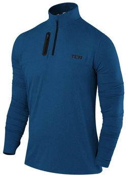 TCA Trainingsshirt Langarm Laufshirt Reißverschluss dunkelblau