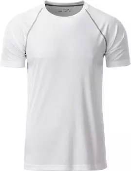 James & Nicholson JN 496 Herren Funktions-Shirt weiß silber