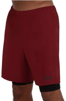 TCA Trainingsshorts 2-in-1 Laufhose rot schwarz