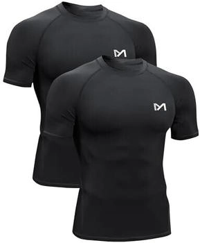 MEETYOO Kompressionsshirt Herren Funktionsshirt Kurzarm schwarz