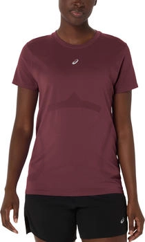 Asics road seamless ss top dark currant port royal 2012d292