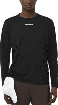 Salomon Sense Aero L S Tee GFX Laufshirt schwarz tiefeschwarz