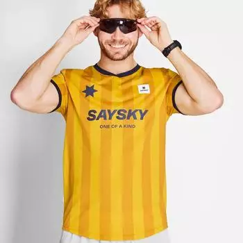 SAYSKY Stripe Combat Kurzarm Laufshirt gelb