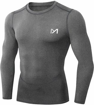 MEETYOO Funktionsshirt Langarm Kompressionsshirt grau schwarz