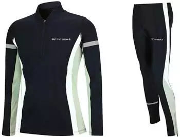 Airtracks Thermo Funktions Laufset - Fleece Laufshirt Langarm (lbswtl1wss101) schwarz/schwarz-grau/blau