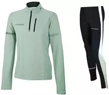 Airtracks Thermo Funktions Laufset Pro Winter Tight Lang + Laufshirt Langarm (lbswtl2wss2) schwarz-grau