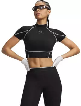 Under Armour HeatGear Elite Cropped Mock Kurzarm Funktionsshirt (6014710-008) ultimate black/reflective