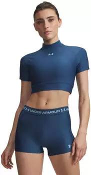 Under Armour HeatGear Cropped Mock Kurzarm Funktionsshirt (6010006-498) wham blue/blue haze