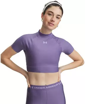 Under Armour HeatGear Cropped Mock Kurzarm Funktionsshirt (6010006-520) purple luxe/purple crest