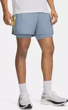 Under Armour Launch 2-in-1 Laufhose kurz blue wind/blue fog/reflective (Herren) (1382640-448)
