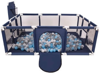 Selonis Laufstall mit 900 Bälle dunkelblau/grau/weiß/transparent/babyblue