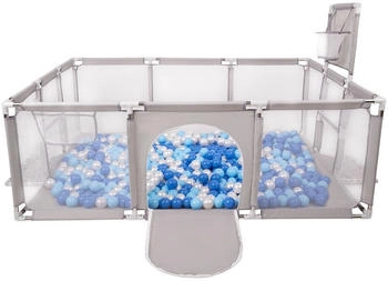 Selonis Laufstall mit 900 Bälle grau/blau/babyblue/perle