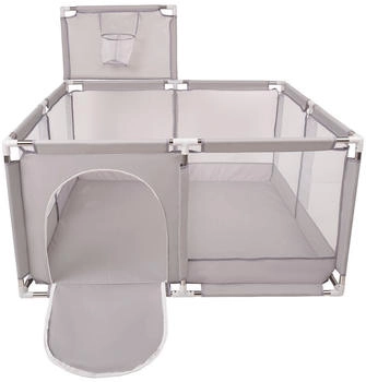 Selonis Laufstall mit Korb und 100 Bälle grau/gelb/weiß/grau/orange