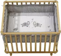 roba Laufgitter "Jumbotwins grau, 100x75 cm" bis 15 kg mit Stoffeinlage und Nestchen