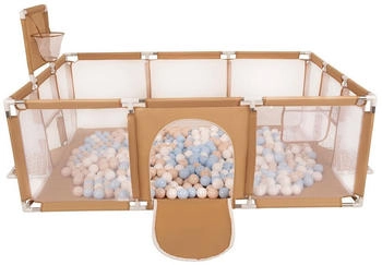 Selonis Laufstall mit 900 Bälle beige/pastellbeige/pastellblau/weiß