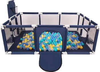 Selonis Laufstall mit 900 Bälle dunkelblau/türkis/blau/gelb/transparent