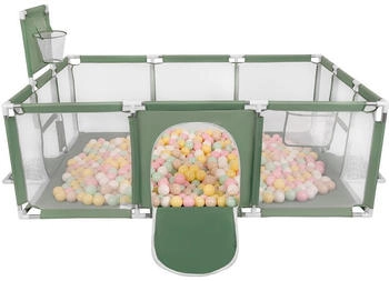 Selonis Laufstall mit 900 Bälle grün/pastellbeige/pastellgelb/weiß/minze/puderrosa