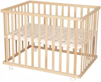 Roba Laufgitter 75x100cm höhenverstellbar mit Rollen, Holz natur (0241NAV235)