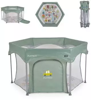 Cangaroo Playbox Laufstall klappbar mit Matratze, gr&uuml;n