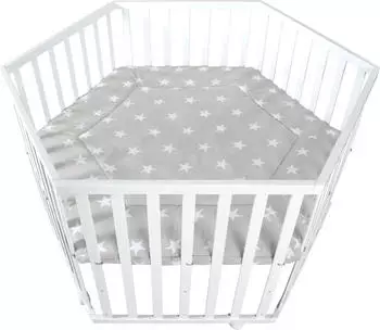 Roba Little Stars Laufstall hexagonal, h&ouml;henverstellbar, mit Rollen, wei&szlig; (0232WEV190-A)