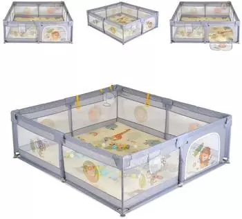Moni GameZone Laufstall klappbar, grau, 180x200cm (9.311025.13.47.08)