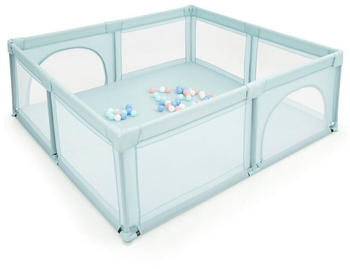 Costway Baby-Laufstall Laufgitter mit atmungsaktivem Netz und 50 Spielbällen, blau