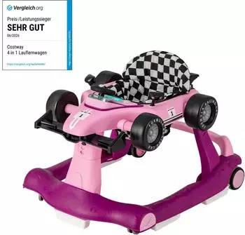 Costway 4-in-1 Lauflernwagen klappbar, höhenverstellbar, mit Musikbox, für 6–18 Monate