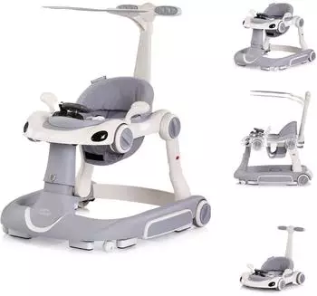 Chipolino Happy Walker 5in1 Lauflernhilfe mit Schaukelfunktion, Musik, Lichter, grau (PRHW02501GY)