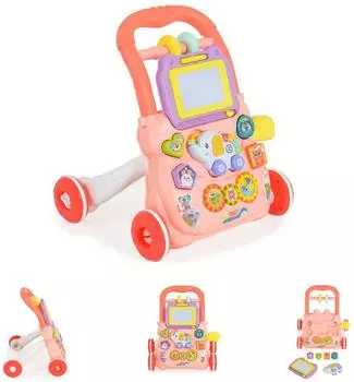 Moni Lauflernwagen Elefant Formsortierer, Maltafel, Musikfunktion, rosa (HE0811)