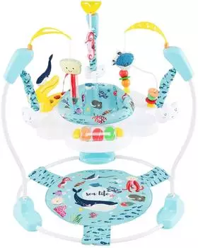 Costway Baby Ocean Jumperoo Lauflernhilfe, 360° drehbarer Sitz, verstellbare Höhe, hellblau