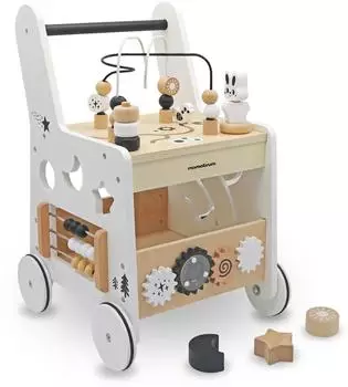 Mamabrum Lauflernwagen 6-in-1 Holz, Aktivit&auml;tstisch, rutschfeste R&auml;der