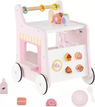 Costway Lauflernwagen 2-in-1 Dessertladen aus Holz mit Stauraum