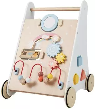 Costway Babywalker 7-in-1 aus Holz mit Spiegel & Bauklötzen (BC10173WH)