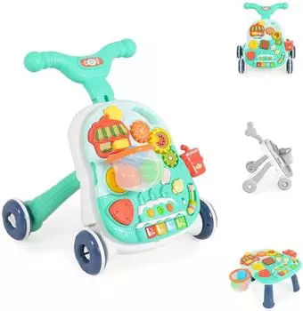 Moni Lauflernwagen 2 in 1 mit Musikfunktion und Spieltisch, türkis (110837)