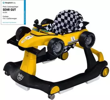 Costway 4-in-1 Lauflernwagen klappbar, höhenverstellbar, gelb (Baby Walker)