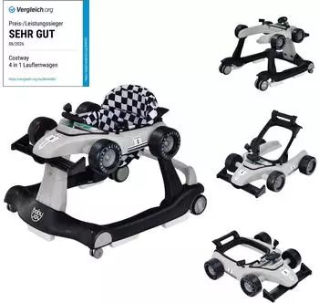 Costway 4-in-1 Lauflernwagen klappbar, höhenverstellbar, grau